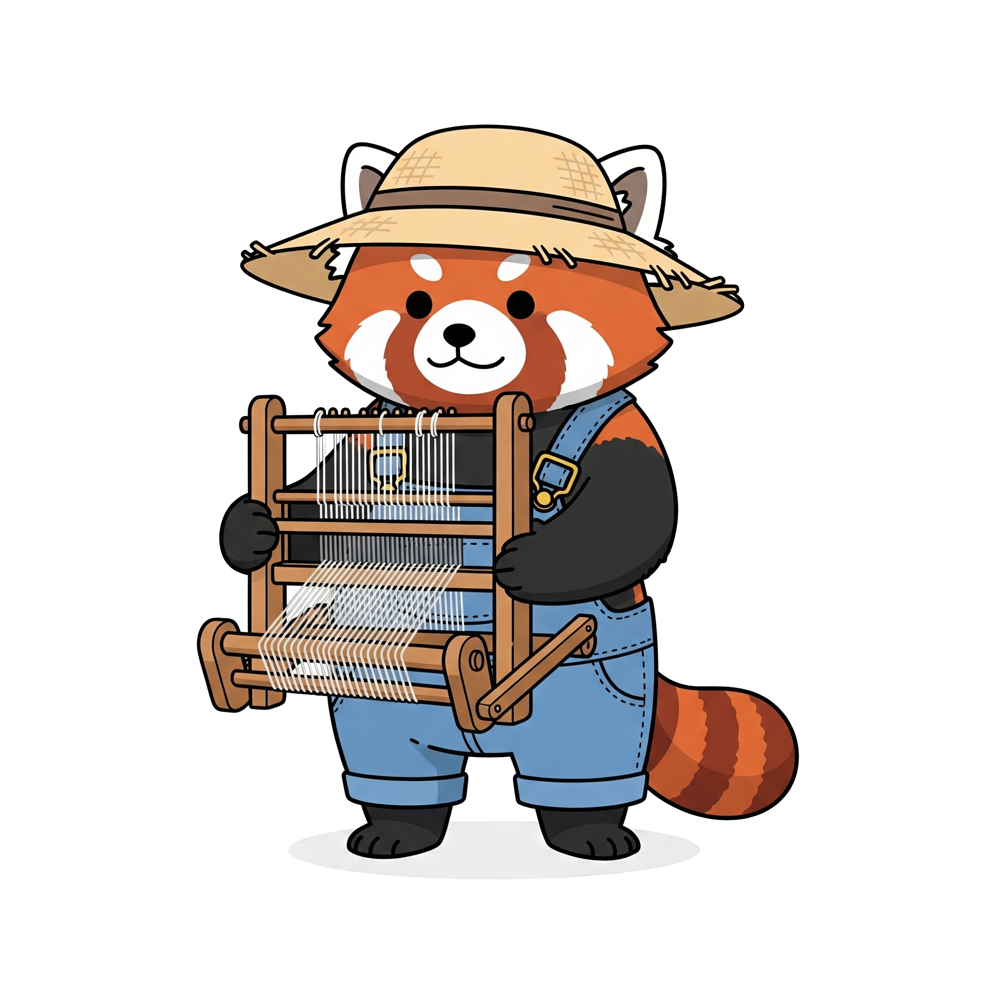 Rufus working on a loom